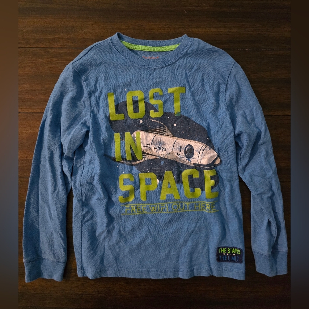 Lost In Space Cat & Jack Long Sleeve Tee Blue Green Graphic